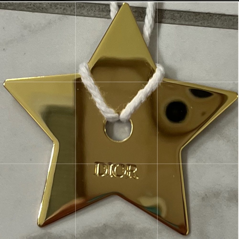 Authentic Dior Gold Star Ornament with White Cord